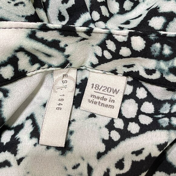 Est. 1946 Tunic Top Knit Stretch Size 18/20 Black White Teal V-Neck - Picture 6 of 8